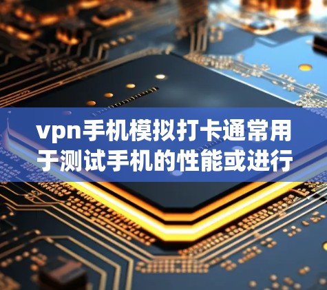 vpn手机模拟打卡通常用于测试手机的性能或进行模拟使用。以下是一些常见问题和解决方法