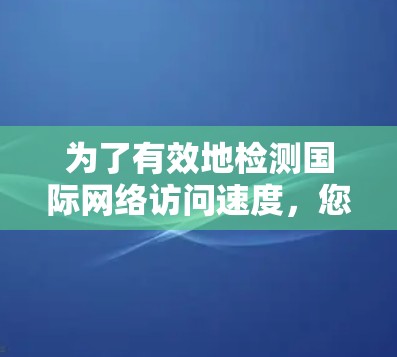 为了有效地检测国际网络访问速度，您可以按照以下步骤进行