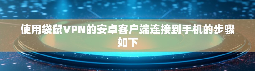 使用袋鼠VPN的安卓客户端连接到手机的步骤如下