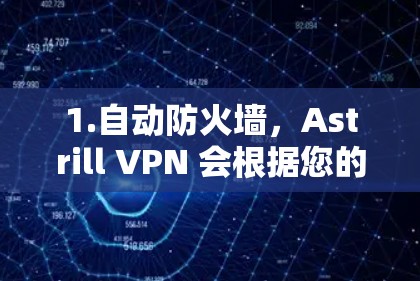 1.自动防火墙，Astrill VPN 会根据您的设置自动为设备添加防火墙，确保正常使用的网络不受干扰