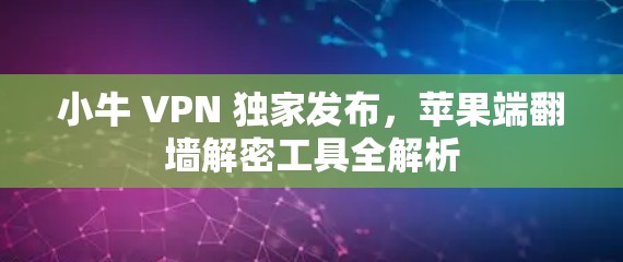 小牛 VPN 独家发布，苹果端翻墙解密工具全解析