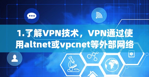 1.了解VPN技术，VPN通过使用altnet或vpcnet等外部网络连接到内部网络，提供加密通信，确保数据安全
